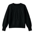 thumbnail image 5 of ClodeEU Women's Crewneck Cable Knit Sweater,Loose Puff Long Sleeve Cropped Pullover Jumper ,Women's Plus M, 5 of 6