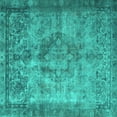 thumbnail image 1 of Ahgly Company Machine Washable Indoor Square Persian Turquoise Blue Traditional Area Rugs, 4' Square, 1 of 4