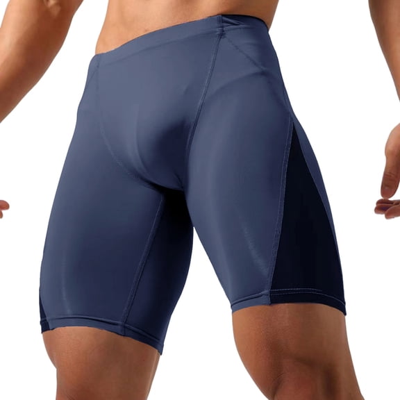 hlysgo Men's Swim Jammer UPF 50 Quick Dry Athletic Competitive Training Swimwear Swimming Shorts with Drawstring Navy,M