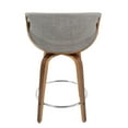 thumbnail image 6 of Curvini Mid-Century Modern Counter Stool in Walnut Wood and Light Grey Fabric by LumiSource - Set of 2, 6 of 8