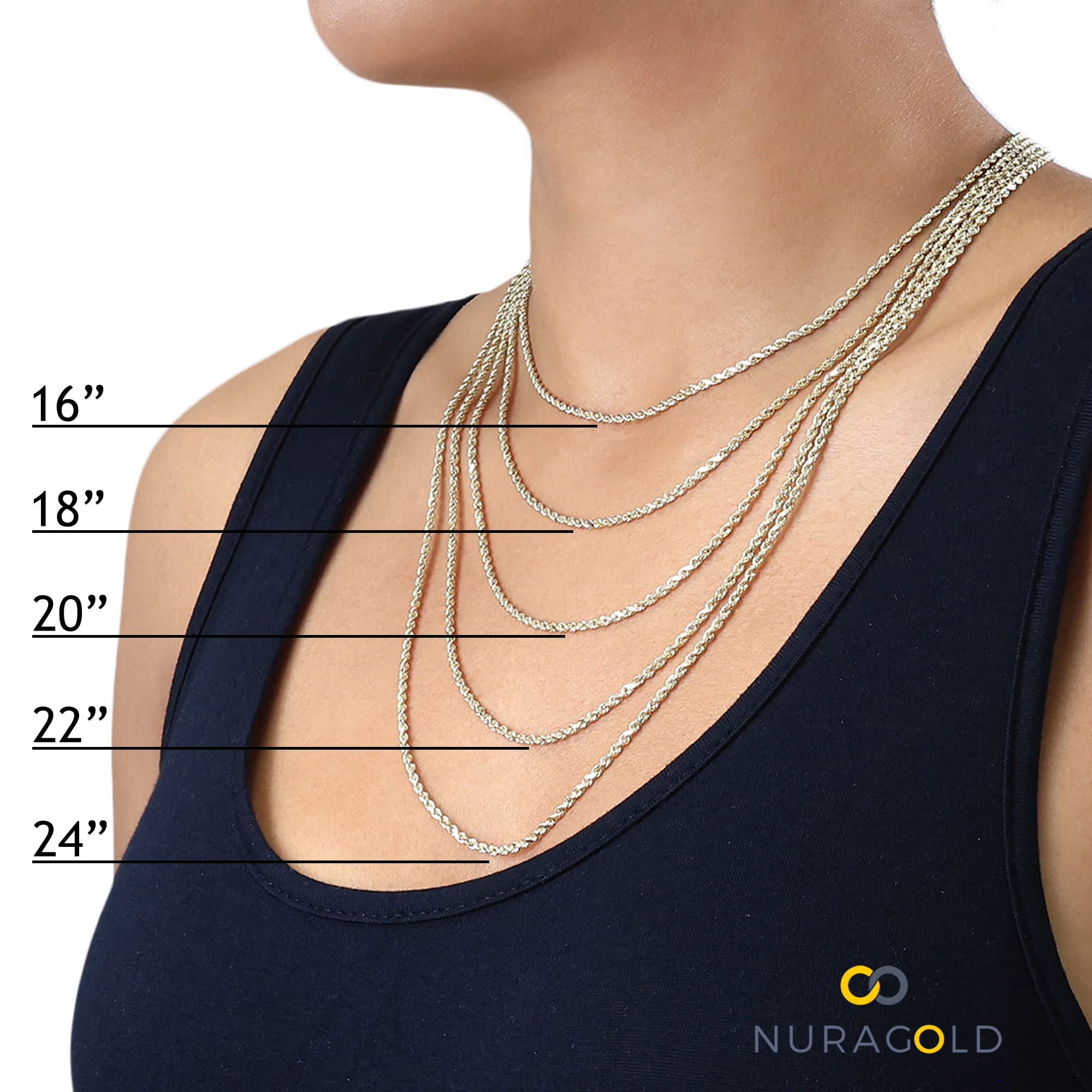 Nuragold 10k Real Yellow Gold Solid Figaro Link 1.75mm Chain Necklace (16"-24") Dainty Italian Jewelry for Men & Women