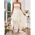 thumbnail image 6 of Women's Solid Color Mesh Panel Strapless Maxi Dress, 6 of 10