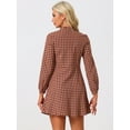 thumbnail image 4 of Unique Bargains Women's Check Ruffle Neck Button Down Long Sleeve A-Line Dresses XL Beige Red, 4 of 6
