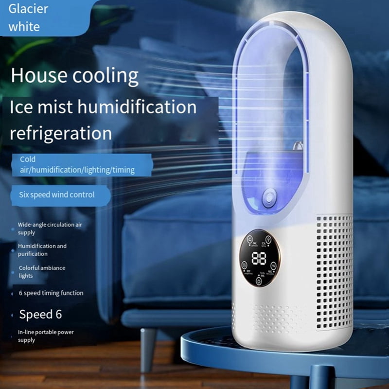 Bladeless Fan Electric Fan Household Dormitory Cooling Fan  Water-Cooled Desktop Fan Blue