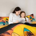 thumbnail image 4 of Castle Fairy Retro Sunset Surfboard Queen Comforter Set 3 Pieces,Palm Wave Beach Graphic Comforter Sets Queen,Orange Teal,Black Reversible,1 Comforter and 2 Pillowcases, 4 of 6