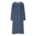 thumbnail image 6 of BiZtdJrK Womens Fall Nightdress Polka Dot Print Round Neck Long Sleeve Nightgowns Plus Size Loose Pajama Maxi Dresses Navy L, 6 of 7