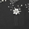 thumbnail image 1 of Nvzi Horquillas para el pelo de boda con flores para novias, peinetas con perlas de cristal, pinzas para el pelo, accesorios para el pelo de boda dorados, joyas - Plata blanca, 1 of 5