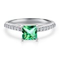 thumbnail image 3 of Gem Stone King 10K White Gold Rainforest Topaz and Lab Grown Diamond Engagement Ring for Women | 1.48 Cttw | Princess 6MM | Gemstone November Birthstone | Size 6, 3 of 6