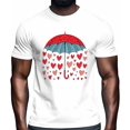 thumbnail image 2 of Camisetas para hombre, camiseta de algodón con cuello redondo y corazones de amor de Umbrella, manga corta para hombre, corazón romántico para San Valentín., 2 of 8