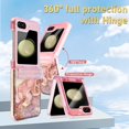 thumbnail image 5 of CASEFIV for Samsung Galaxy Z Flip 5 Case,Built in Front Screen Protector,Gold Glitter Marble Pattern Hard PC Slim Shockproof Full Body Drop Protective Case,Rose Gold, 5 of 8