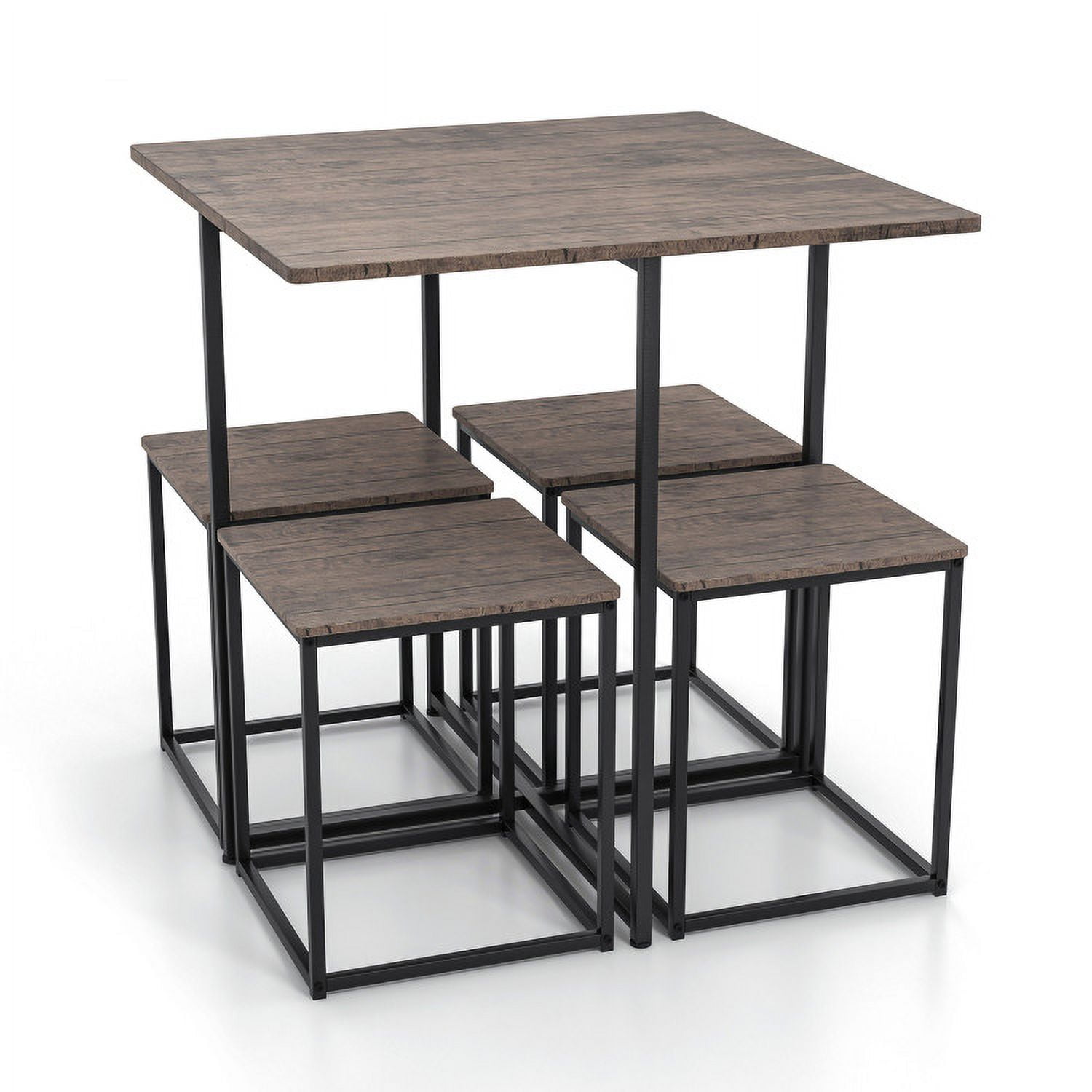 Finihen Dining Set, Dining Table Set, 5 Piece Dining Table Set with 4 Stools, for Home, Restaurant, Gray