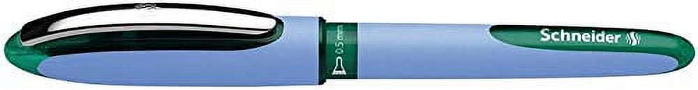 Schneider One Hybrid N Rollerball Pen, 0.5 mm Hybrid Needle Tip, Light Blue Barrel, Green Ink, Box of 10 Pens (183504)