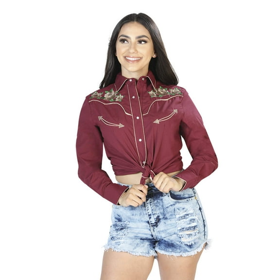 Womens Wine Long Sleeve Western Shirt 42965