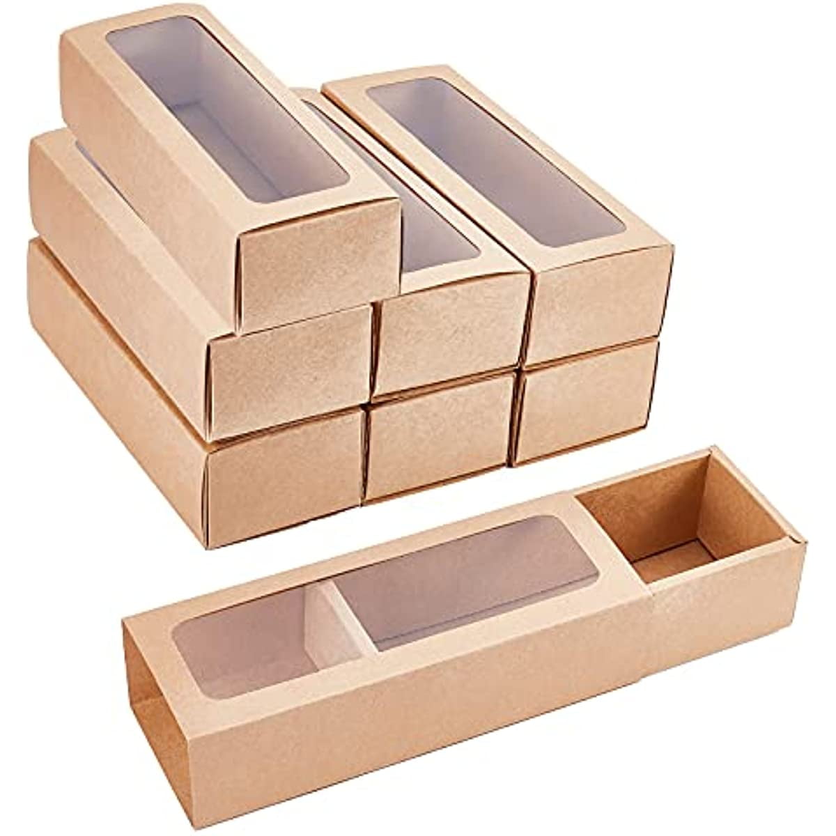 8 Pcs Kraft Paper Drawer Boxes BurlyWood Festival Storage Box Kraft Paper Packaging Macaron