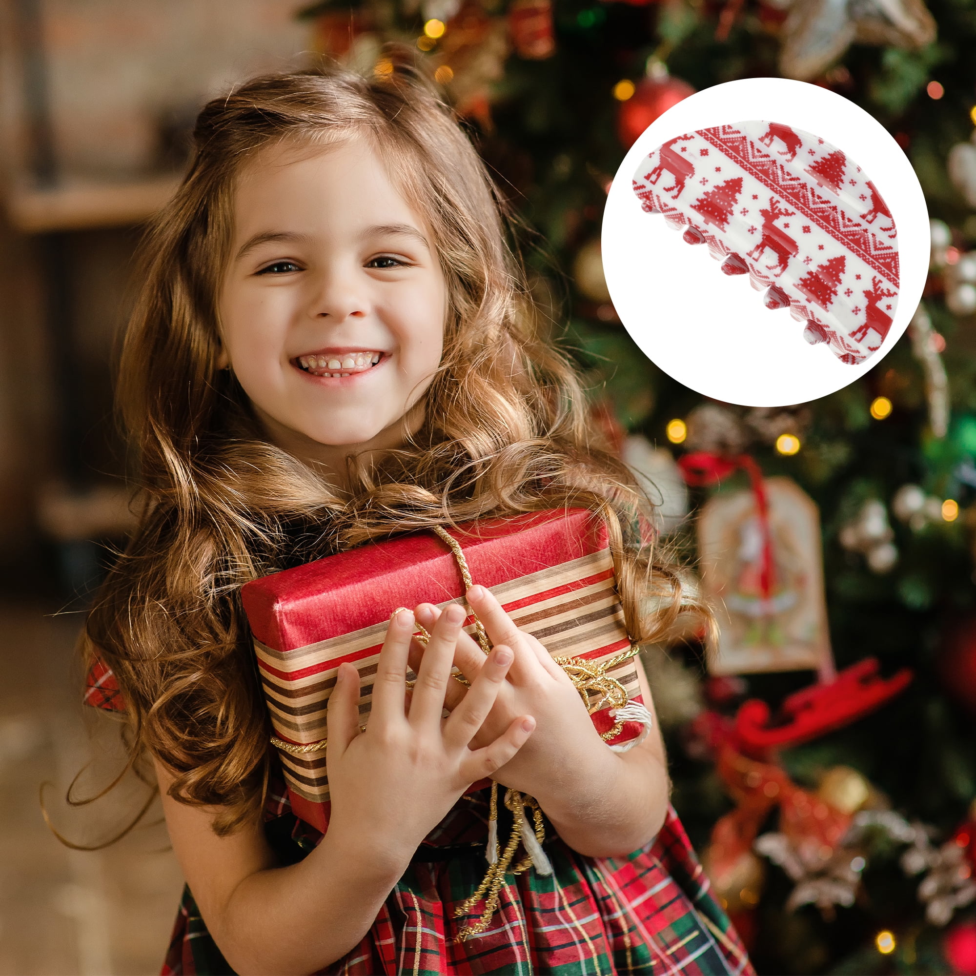 Unique Bargains Christmas Hair Clips 2 Pcs Elk Tree