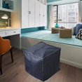 thumbnail image 3 of PU Leather Pouf Cover Hassock Storage Ottoman Cushion Foot Rest Cover Home Decor - Blue, 3 of 8