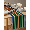 thumbnail image 6 of Colorful Striped Table Runner 72 Inches, Boho Abstract Vertical Stripe Lines Bed Runner Dresser Scarves Tabletop for Indoor Outdoor Parties/Ceremony/Banquet, 13" x 72", 6 of 8