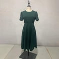 thumbnail image 6 of Efsteb Women's Elegant Vintage Dresses Round Neck Short Sleeve Dress Casual Solid Color Work Party A-Line Dress （Green，M）, 6 of 7