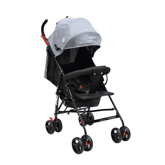 Carriola Shay Ligera Plegable Gris Con Barra Y Toldo Chasis Negro