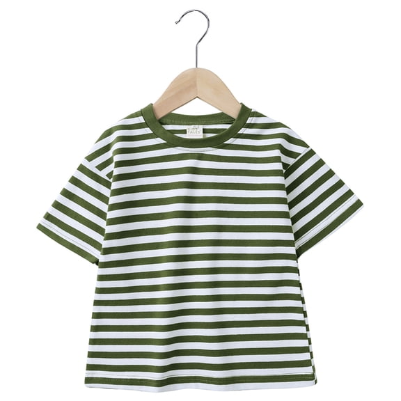 SOFTCCLO Boys Tshirts Short Sleeve Crewneck Graphic Tees Striped Summer Loose Casual Comfy Kids T Shirts Size 1-2Y