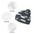 thumbnail image 3 of Picia Cartoon Animals Pattern Knitted Beanie Hat for Men and Women , Unisex Winter Warm Stretchy Knit Cap Thick Fisherman Beanies Cuffed Plain Skull Caps, 3 of 6