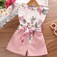 thumbnail image 2 of Gerichy Toddler Kid Girl Outfits Clothes Floral Short Sleeve T-Shirt Top + Waist Pocketed Summer Short Set Girl Clothes, 2 of 6