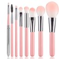 thumbnail image 2 of Juego de brochas de maquillaje, base Kabuki sintética en polvo, contorno, colorete, mezcla de ojos, juegos de brochas cosméticas con soporte (8 piezas, rosa) Adepaton ZFFLD62, 2 of 9