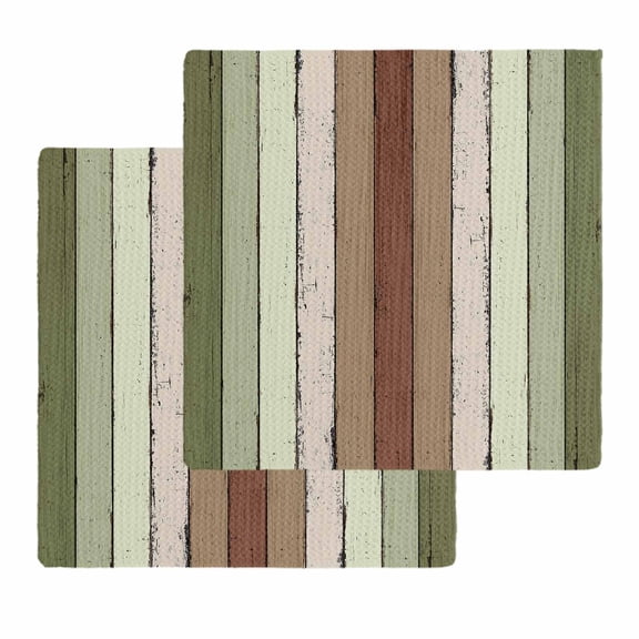 Sage Green Kitchen Dish Towels for Drying Dishes Set of 2, Farmhouse Wood Grain Vintage Brown Striped Waffle Weave Microfiber Hand Tea Bathroom Towels Quick Dry & Absorbent Towel 12x12