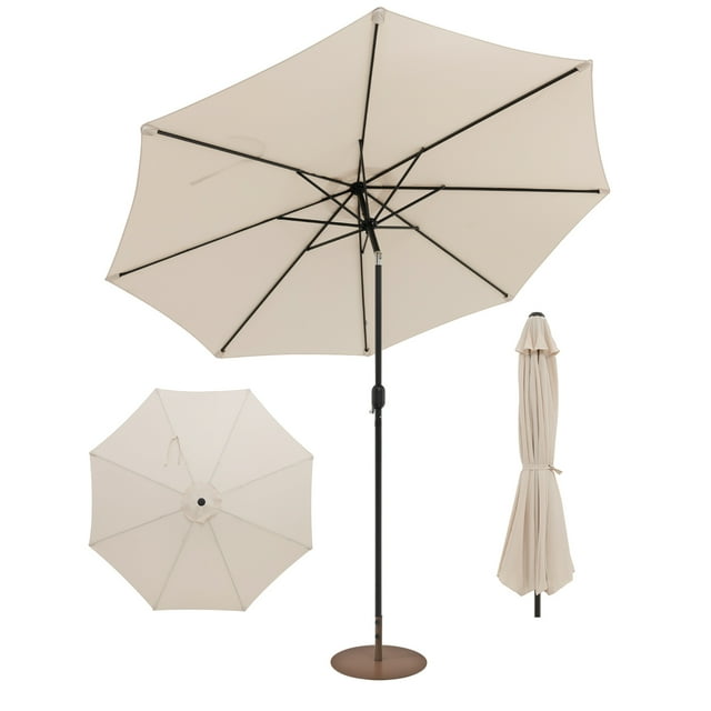 Costway Parasol de Patio 10 Pi pour l'Extérieur avec Support de Parasol Rond Robuste de 59 Lb