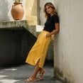 thumbnail image 4 of Skirts for Women Midi Length Casual Side Button Skirt High Waisted Long Flowy Skirt Summer Beach Skirts 2XL, 4 of 7