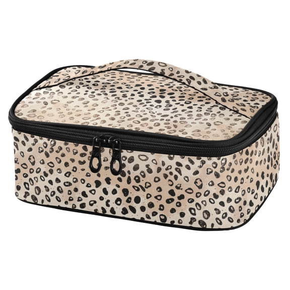 ALAZA Plain Cheetah Glitter Print Lunch Box Insulated Cooler Tote Bag Reusable School Picnic Travel Office