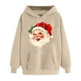 thumbnail image 3 of Brondbend Christmas Woman Hoodie Womens Sweatshirt Hoodie Long Sleeved Pocket Drawstring Pullover Print Comfortable Plus Size Tops Lady Outdoor Fall Winter Clothes Khaki, 3 of 4