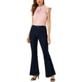 thumbnail image 2 of DARING DIVA Women's Flare Denim Pants High Waist Stretch Bell Bottoms Jeans L Black, 2 of 7