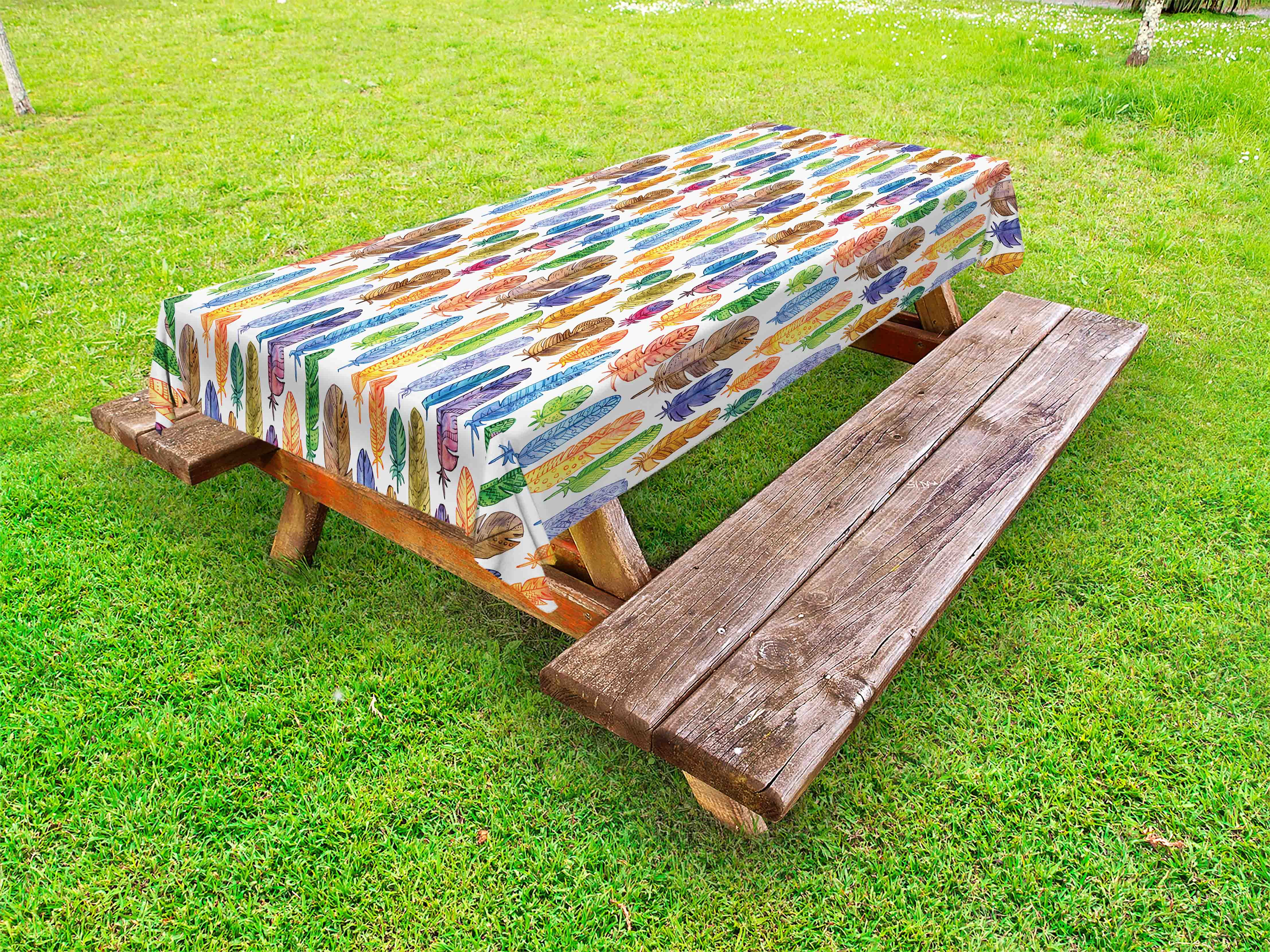 Feather Outdoor Tablecloth, Pattern with Watercolor Drawing Style ...