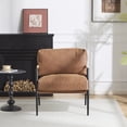 thumbnail image 4 of Leumius Modern Accent Chair with Plush Cushions, Minimalist Metal Frame and Wooden Armrest Design for Living Room Bedroom Office Brown, 4 of 9