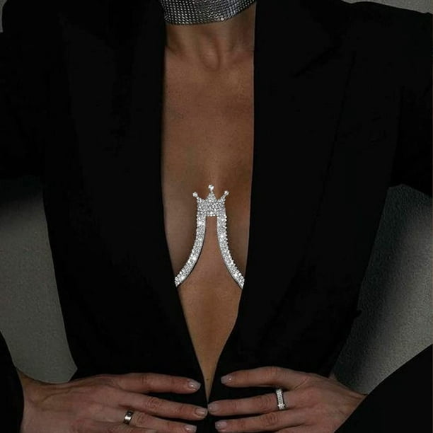 Sexy Diamond Chest Chain Bra Sparkly Rhinestone Body Chain Crystal Bikini  Chest Jewelry Lingerie Woman Nightclub Clothing