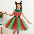 thumbnail image 2 of CUZIBR Toddler Kids Deer Girls Christmas Dresses Vintage A-line Colorful Girl Tulle Tutu Dress Mesh Princess Outfits Sets Cozy Dailywear For Child,Red,6-7 Years, 2 of 8
