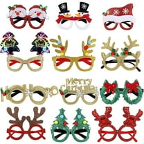 12Pcs Christmas Glasses, Party Glitter Eyeglasses, Photo Props,Christmas Parties Holiday Favors (One Size Fits All)