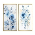 thumbnail image 2 of Designart "Fragile Blue Ginkgo Leaves On White Watercolor IV" Leaves Framed Wall Art Set Of 2 - Traditional Blue Framed Canvas Set For Living Room Decor, 2 of 6