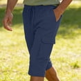 thumbnail image 4 of Mens Cargo Shorts Quickly Dry Drawstring Gym Hiking Shorts with Multi Pockets Summer 3/4 Capri Casual Long Shorts, Gifts for Men, 4 of 5