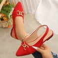 thumbnail image 4 of ZunFeo Womens Low Heel Slingback Flats - Red Pointed Toe Dress Shoes with Buckle, Comfortable Casual & Office Flats for Women Size 9.5, 4 of 9