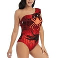 thumbnail image 3 of Honeii Black Spider Web With Spiders for women's one-piece swimsuit featuring a chic one-shoulder design experience elegance and style in the water-X-Large, 3 of 6