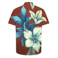 thumbnail image 4 of Njoeus Men Big & Tall Hawaiian Shirt Floral Print Short Sleeve Casual Button Down T-Shirt Mens Summer Tropical Hawaii Party Beach Shirts Mens Clothing 3X 4X 5X Clearance Brown, 4 of 5