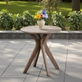thumbnail image 2 of Tcbosik Round Side Table for Outdoor, 27.5" Acacia Wood End Table for Balcony, Backyard, Patio, Garden, Deck, Grey, 2 of 8