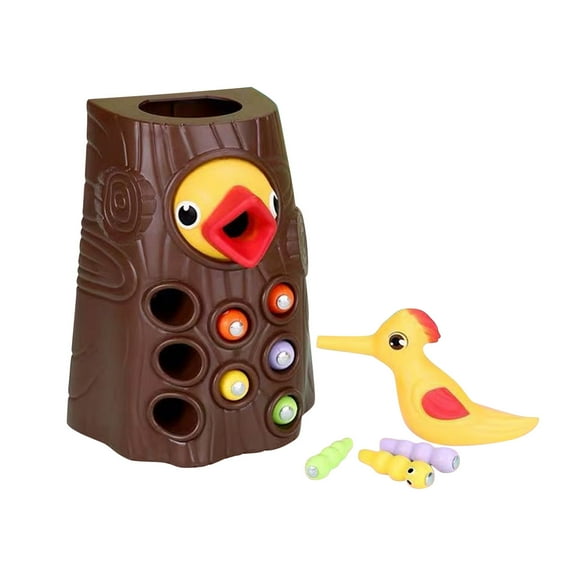 SIYTUAU Magnetic Woodpecker Feeding Game Toy Family Catch Worm Educational Activity For Children Kids Bird Toy Brown Plastic Material Standard Size