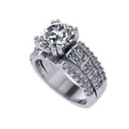 thumbnail image 2 of Luxurious Diamond Ring, Pave Set Solitaire With Accents Diamond Engagement Ring, Triple Row Diamond Shank Ring, Double Prong Ring, 2.6 Ct Simulated Diamond, 925 Sterling Silver, 2 of 5