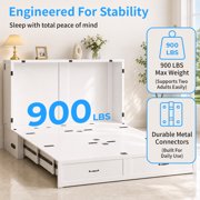 Puremind Queen Size Murphy Bed with Mattress and Charging Station, Cabinet Bed with Storage Drawer, Murphy Bed Furniture for Bedroom/Guest Room, White 2
