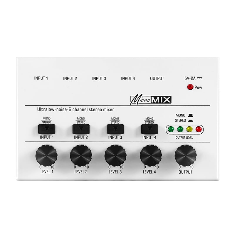 4 Channels Audio Mixer Portable Ultra LowNoise Mixer Mini Stereo Mixer