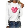 thumbnail image 1 of Qertyioot Chandail Cœur d'Amour Saint-Valentin Grande Taille, Haut à Manches Longues Imprimé à Col Rond pour Femmes, 1 of 3