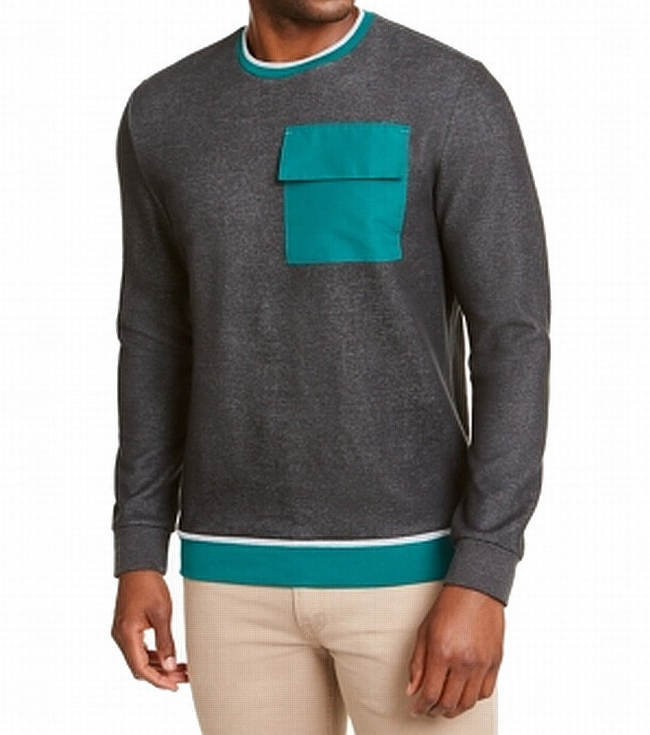 Alfani Men's Sweaters Gray Large Crewneck ChestPocket Pullover 65 L